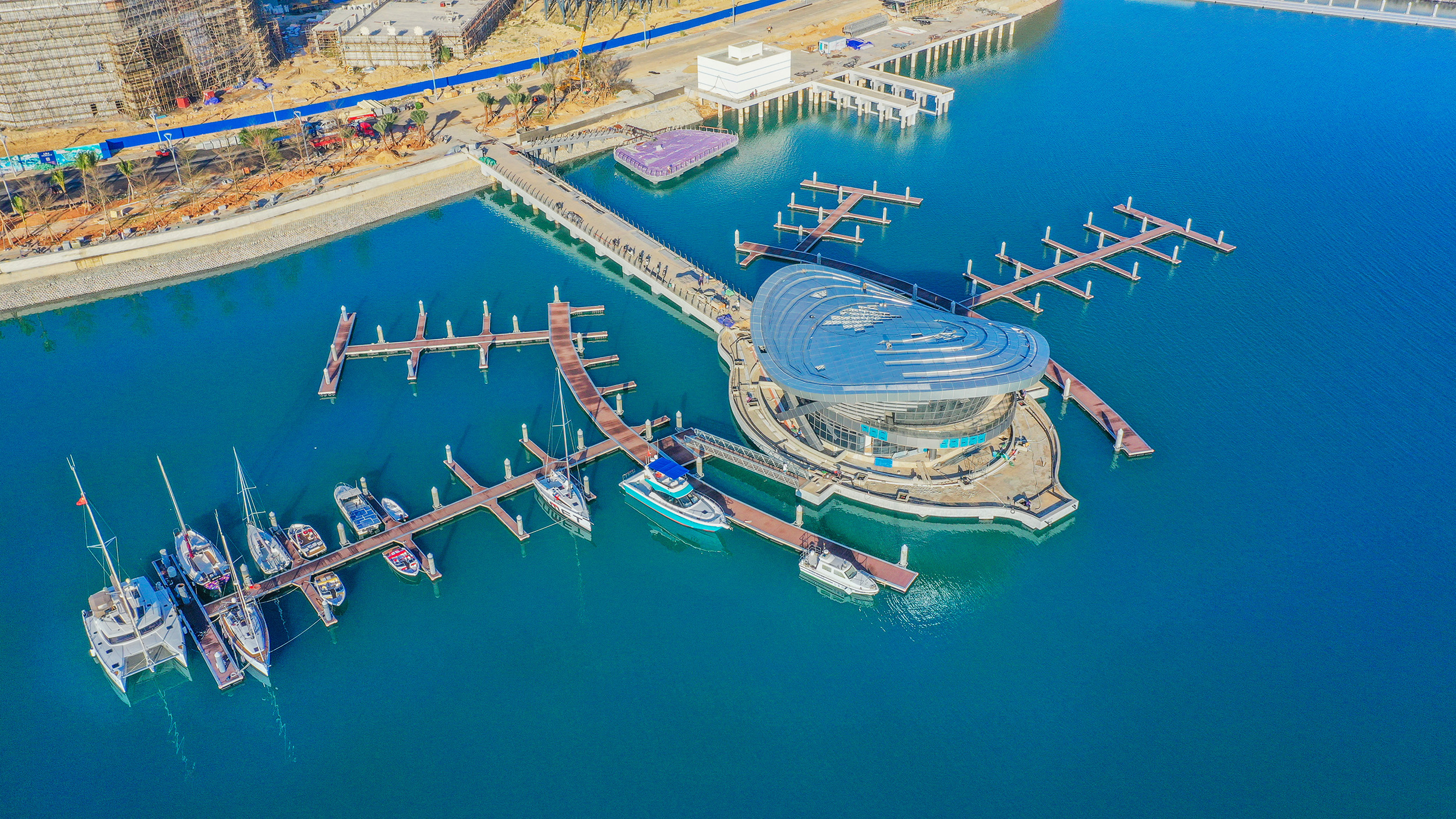 恒大海花岛项目鸟瞰港口实景图