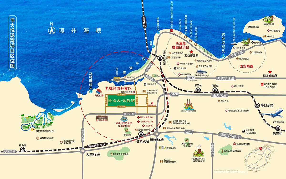 恒大悦珑湾项目交通区位图