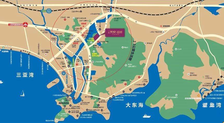 三亚天悦湖畔项目交通区位图